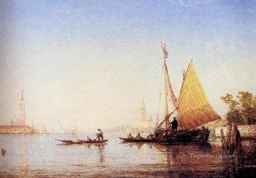 ヴェネツィア大運河のボート バルビゾン フェリックス ジエム Oil Paintings